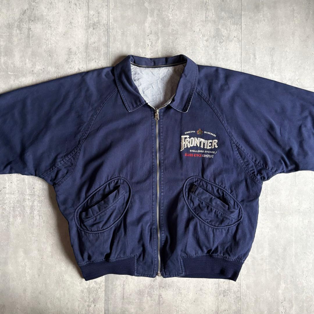 【80s vintage】リバーシブル　スイングトップ　ジップブルゾン　短丈