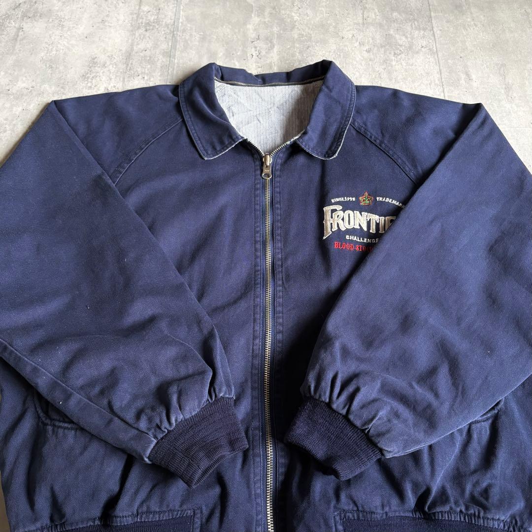 【80s vintage】リバーシブル　スイングトップ　ジップブルゾン　短丈