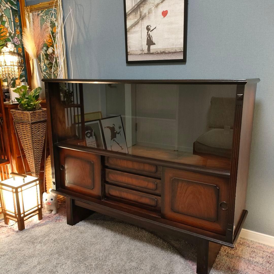 【ヴィンテージ】昭和レトロ和風ミッドセンチュリー キャビネット 飾り棚 食器棚