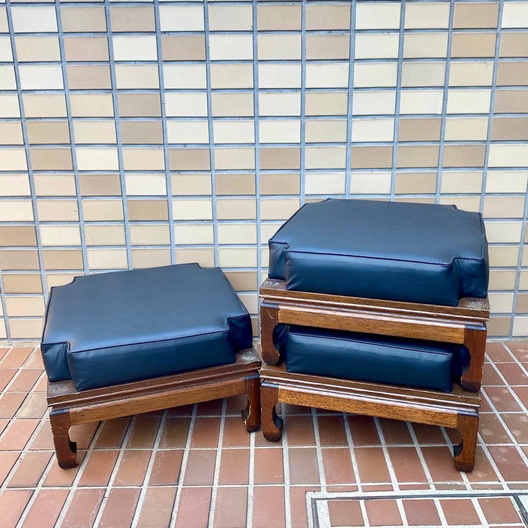3段スタッキング オットマン/スツール椅子チェア★1960'ビンテージUSA