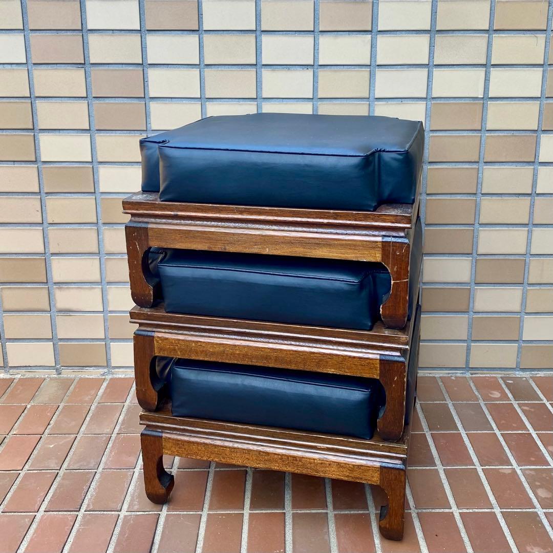 3段スタッキング オットマン/スツール椅子チェア★1960'ビンテージUSA
