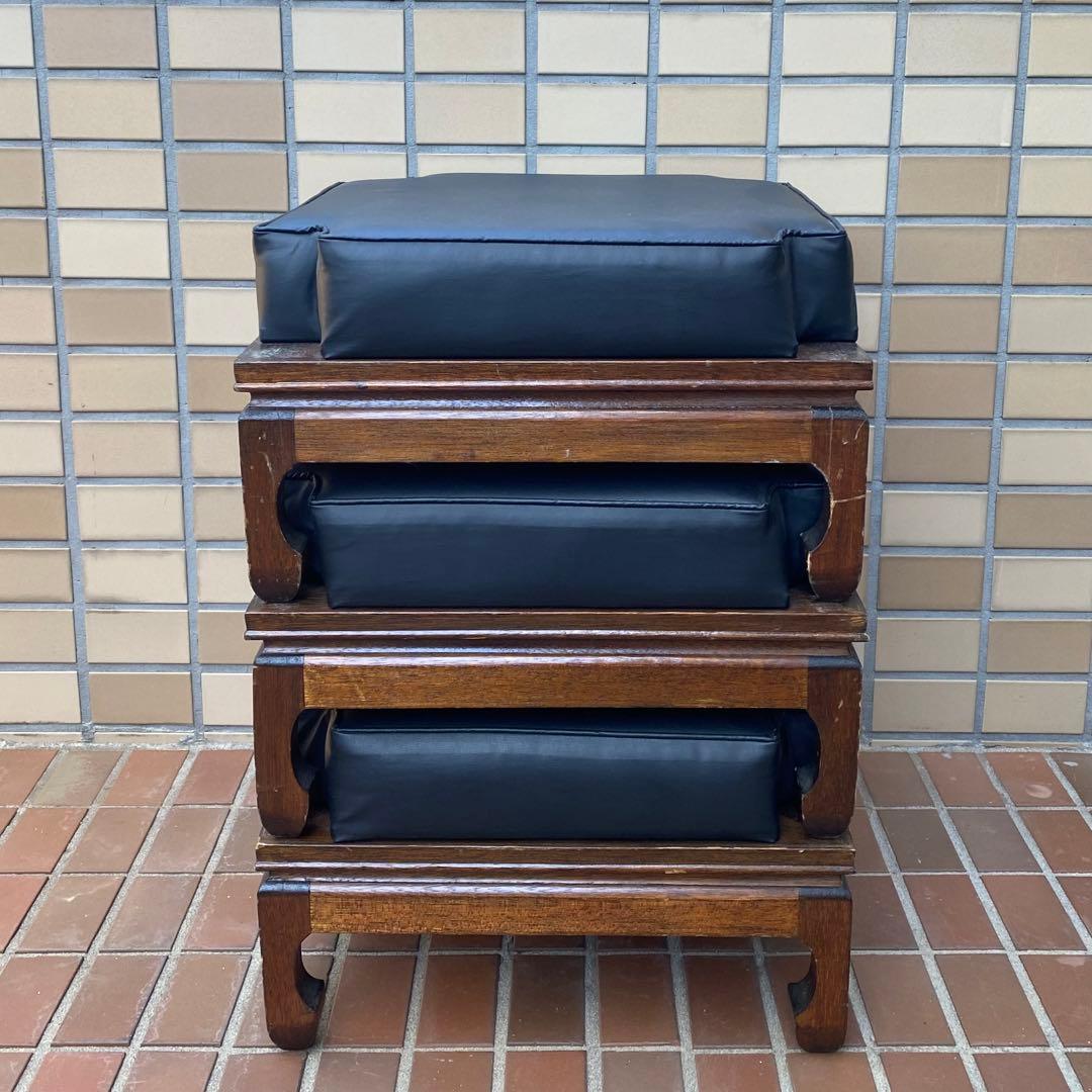 3段スタッキング オットマン/スツール椅子チェア★1960'ビンテージUSA