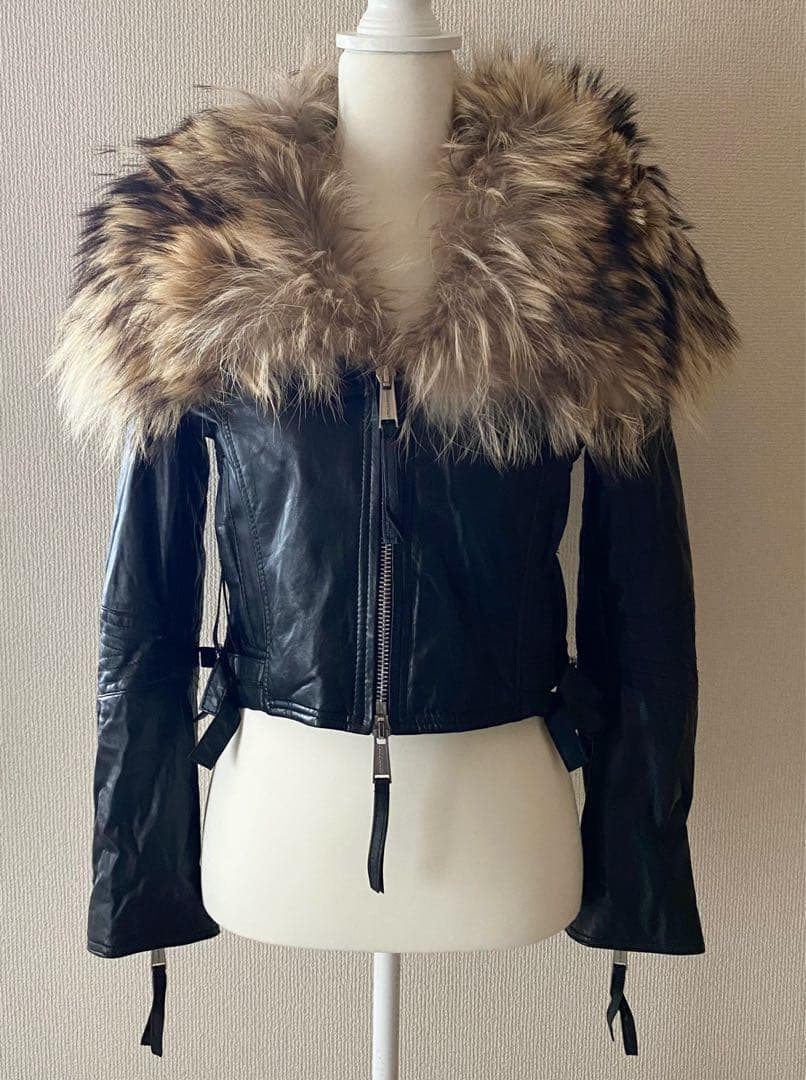 土日限定★DSQUARED 2 　レザージャケット　ファー付き　Y2K