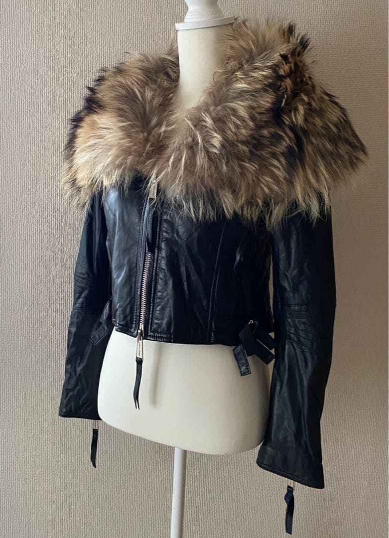 土日限定★DSQUARED 2 　レザージャケット　ファー付き　Y2K