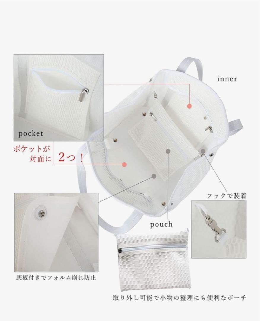 qbag paris ネストM ジップ付 トート　マザーズバッグ アイスブルー