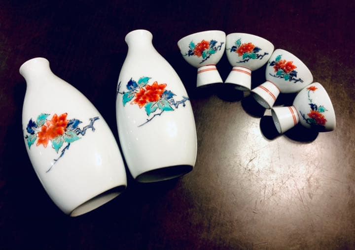 十三代 柿右衛門 錦 草花文 酒器 徳利猪口セット 骨董品