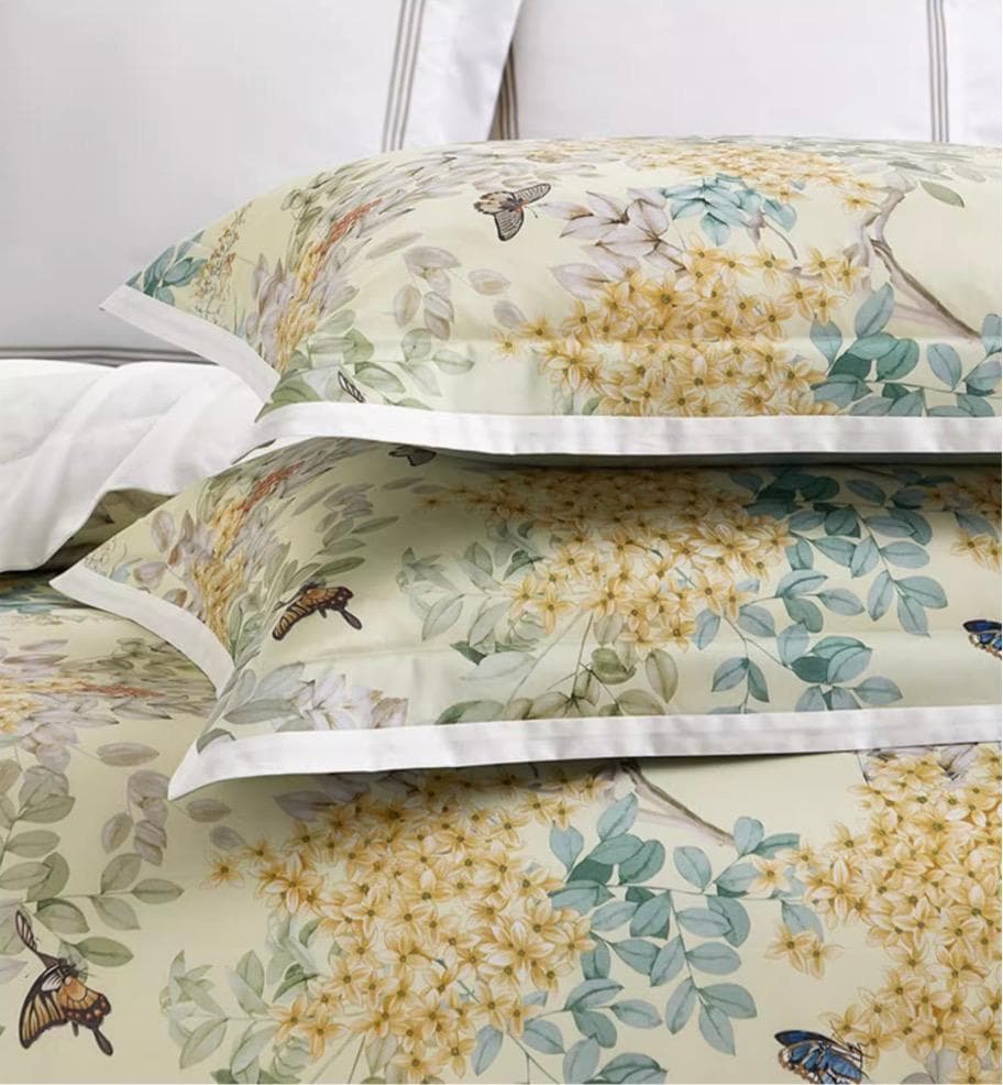 【オーダーメイド可】エジプト超長綿100% 850TC 花柄 蝶々 4点セット