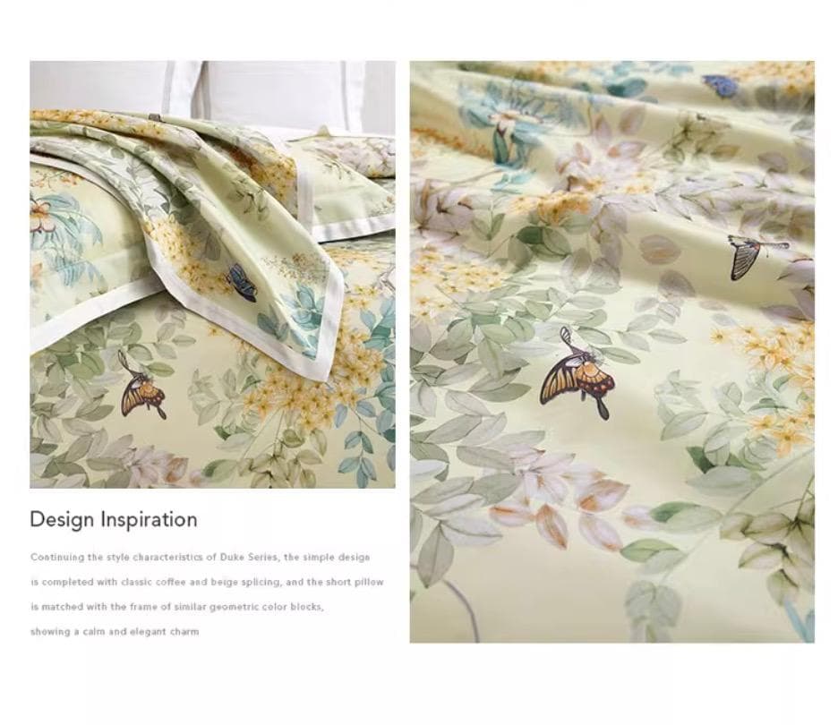 【オーダーメイド可】エジプト超長綿100% 850TC 花柄 蝶々 4点セット