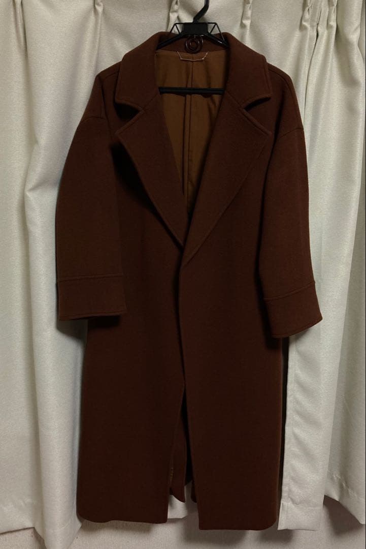 ミラオーウェン　ガウンコート　ピュアウール100% フリーサイズ　ブラウン