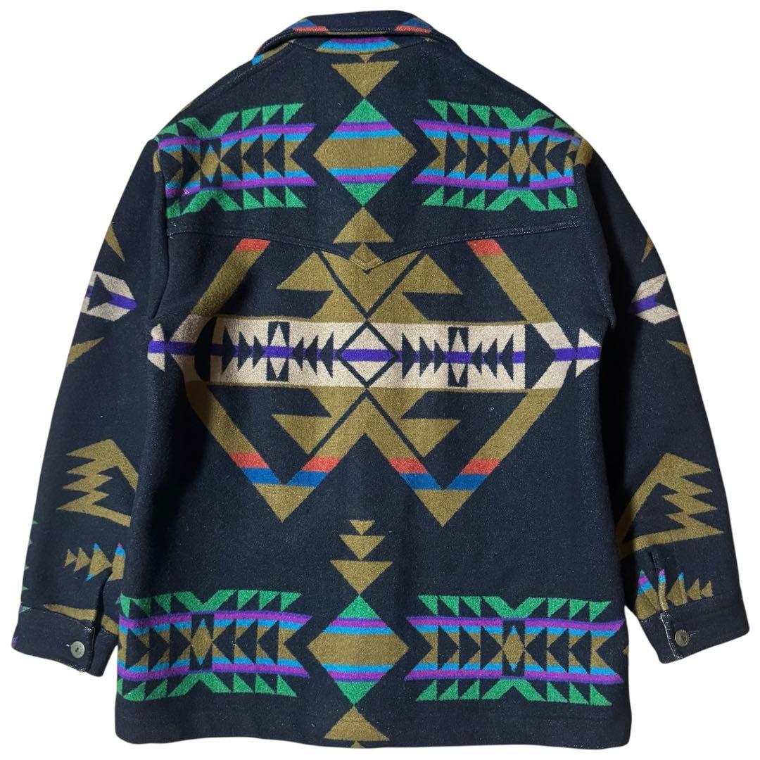 PENDLETON 80s USA製 ネイティブ ウールジャケット L ブラック