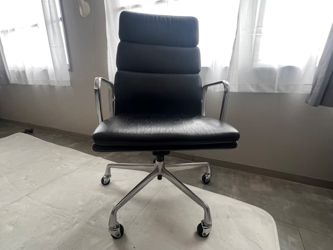 【正規ビンテージ】ハーマンミラー イームズソフトパッドチェア ハイバック 黒総革