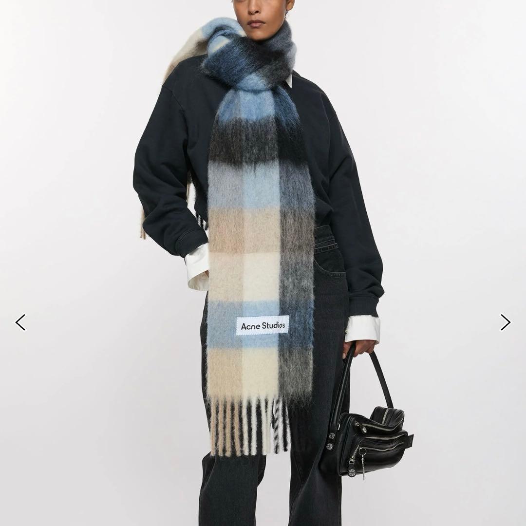 Acne Studious モヘアチェックスカーフ　マフラー