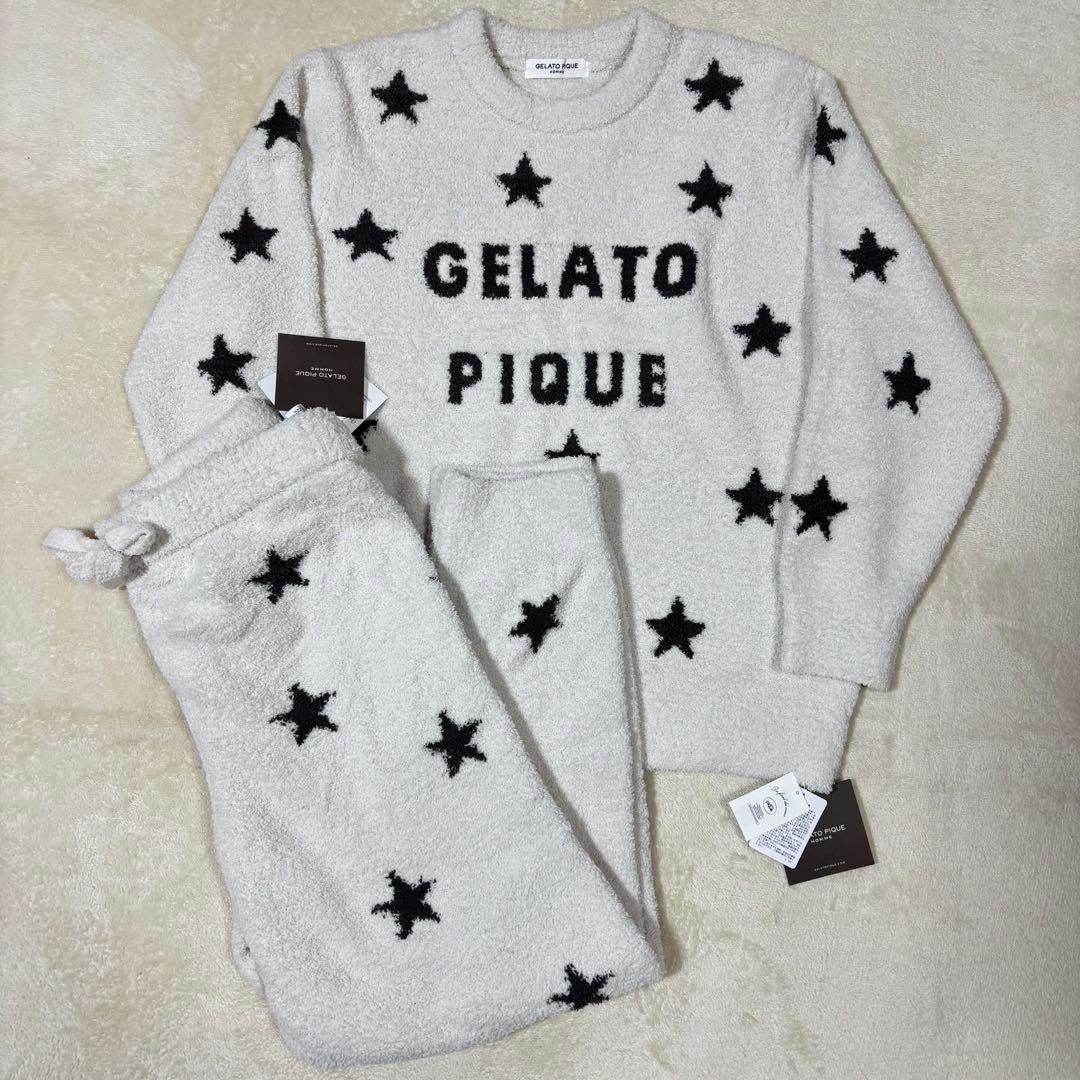 【新品】ジェラートピケ スタージャガード プルオーバー ロングパンツ ペアセット