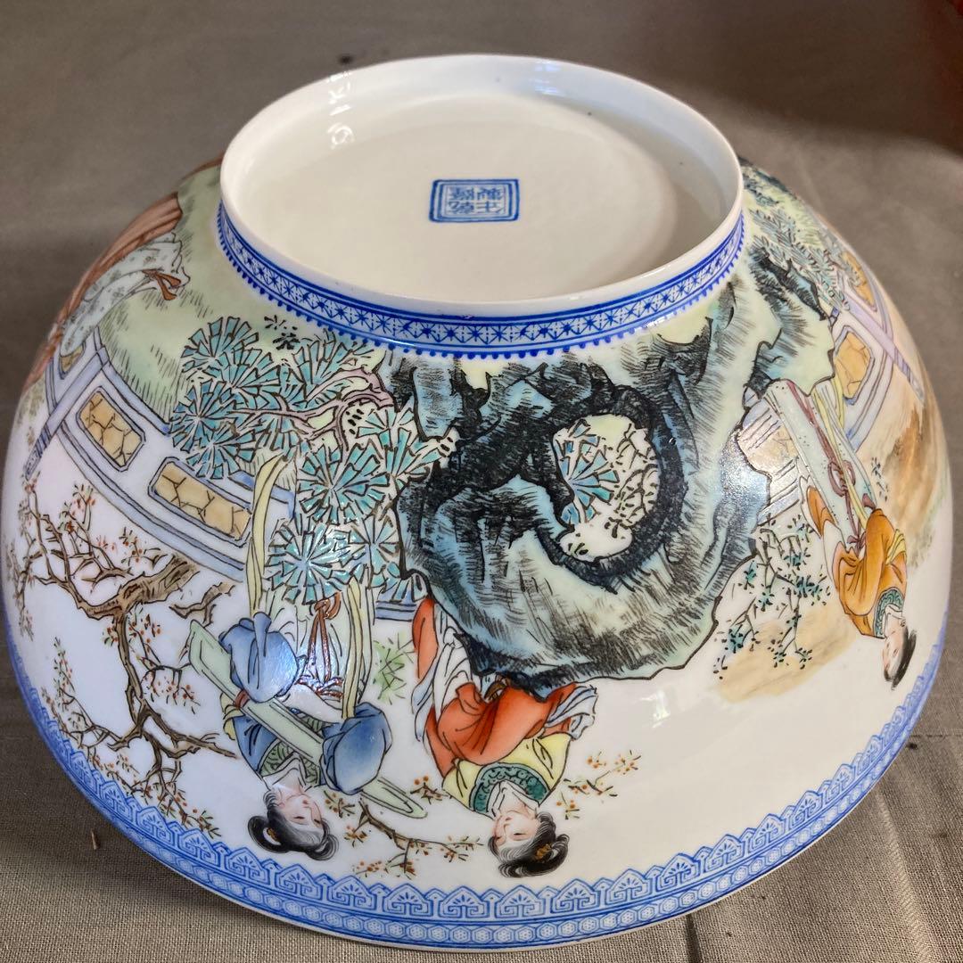 【景徳鎮製】景徳鎮の伝統　中国の名窯　乾隆年製　錦宮廷女官図　極薄胎　大鉢
