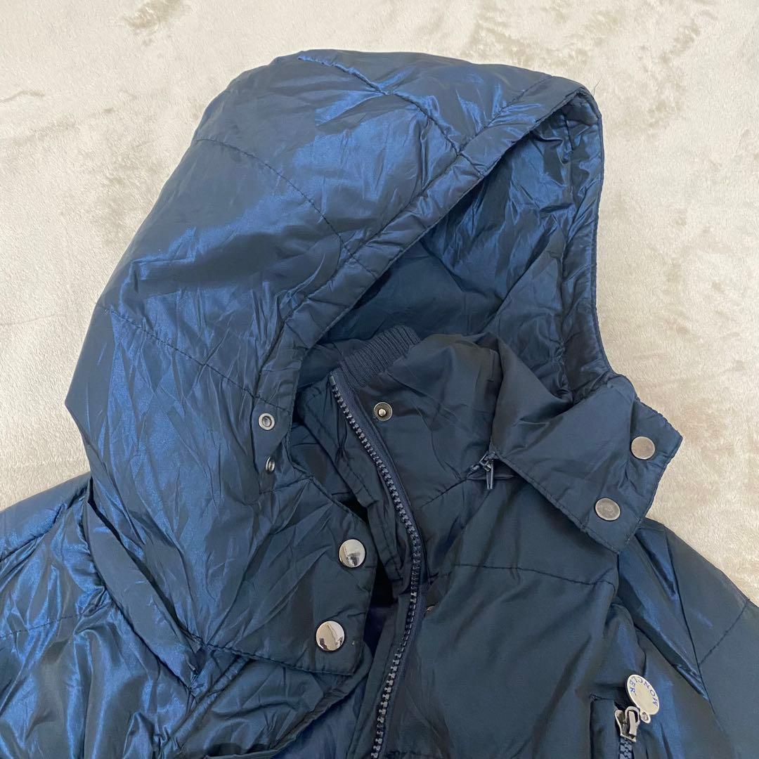 【MONCLER】レディース ロングダウンコート フード付き ネイビー