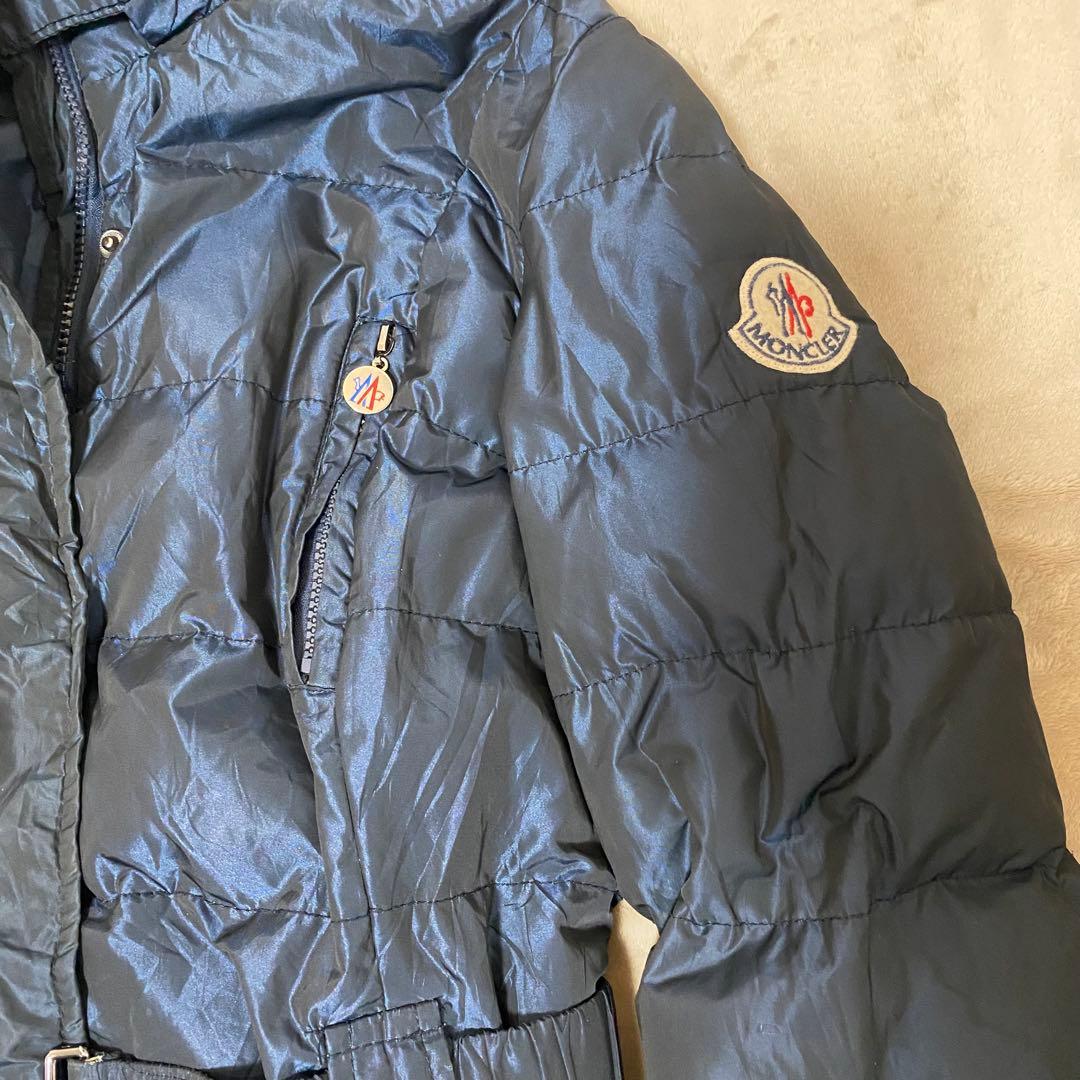 【MONCLER】レディース ロングダウンコート フード付き ネイビー