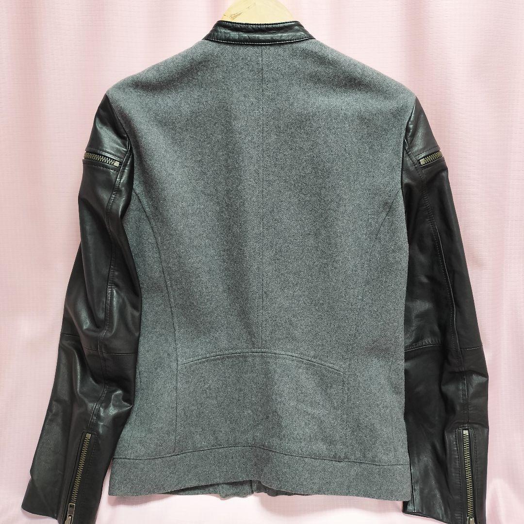 DIESEL シングルライダース ジャケット S　ウール 切替 スタジャン 牛革