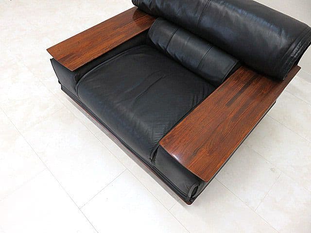 展示品　カリモク ビベンテ 本革1人掛けソファ 花梨材 ローズウッド