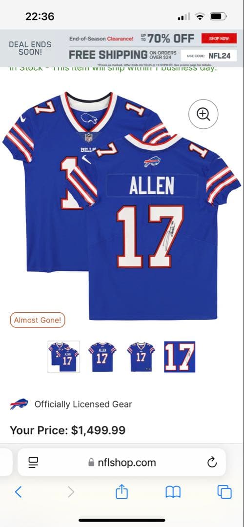 NFL バッファロー・ビルズ　#17ジョシュ・アレン　　nflauction