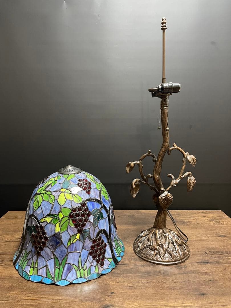 ヴィンテージ　ステンドグラステーブルスタンド　テーブルランプ　葡萄(大)88cm