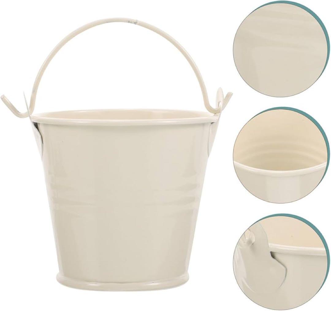 ブリキバケツ　取っ手付き　花　植木鉢　家庭用　園芸　8個　白　おしゃれ