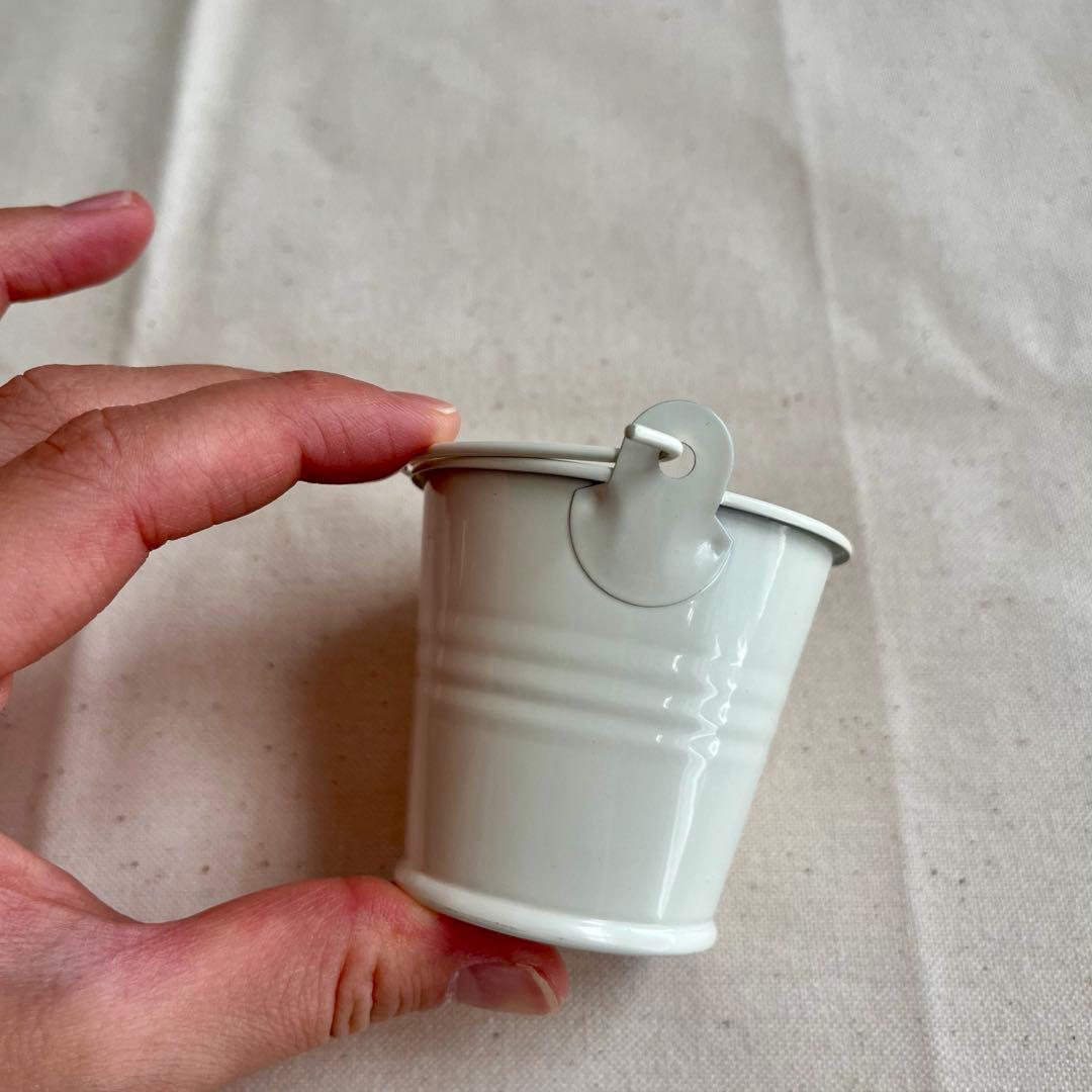 ブリキバケツ　取っ手付き　花　植木鉢　家庭用　園芸　8個　白　おしゃれ