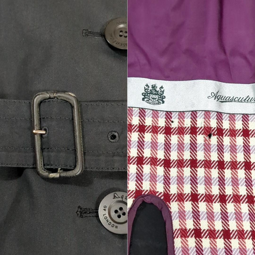 アクアスキュータム ライナー付トレンチコート 2way ベルト ブラック