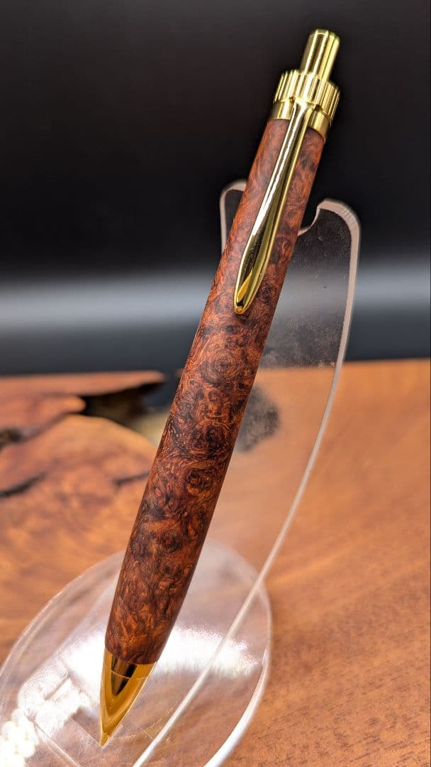 635超極上　本花梨瘤杢　木軸シャーペン　ボールペン