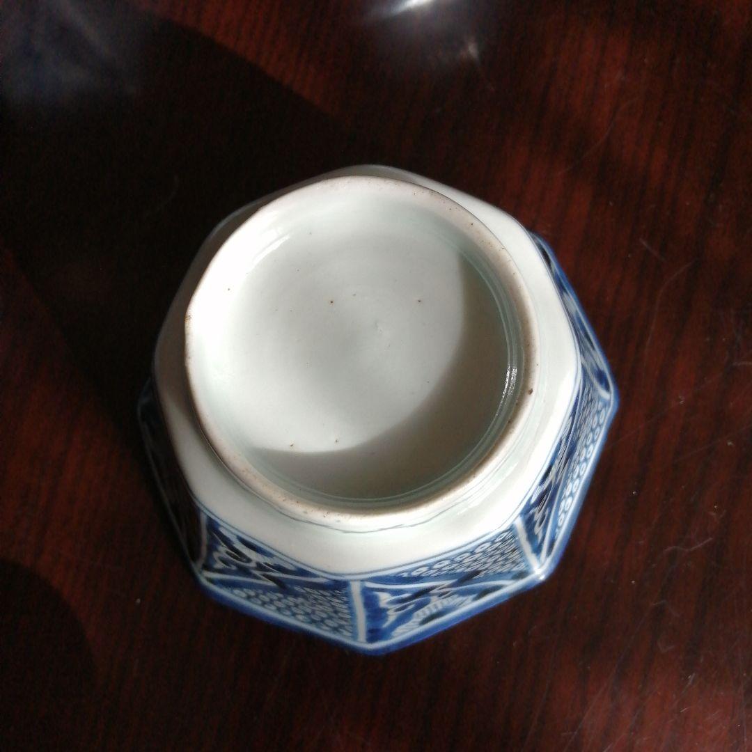 古伊万里　染付八角向付　5客　11cm　江戸後期
