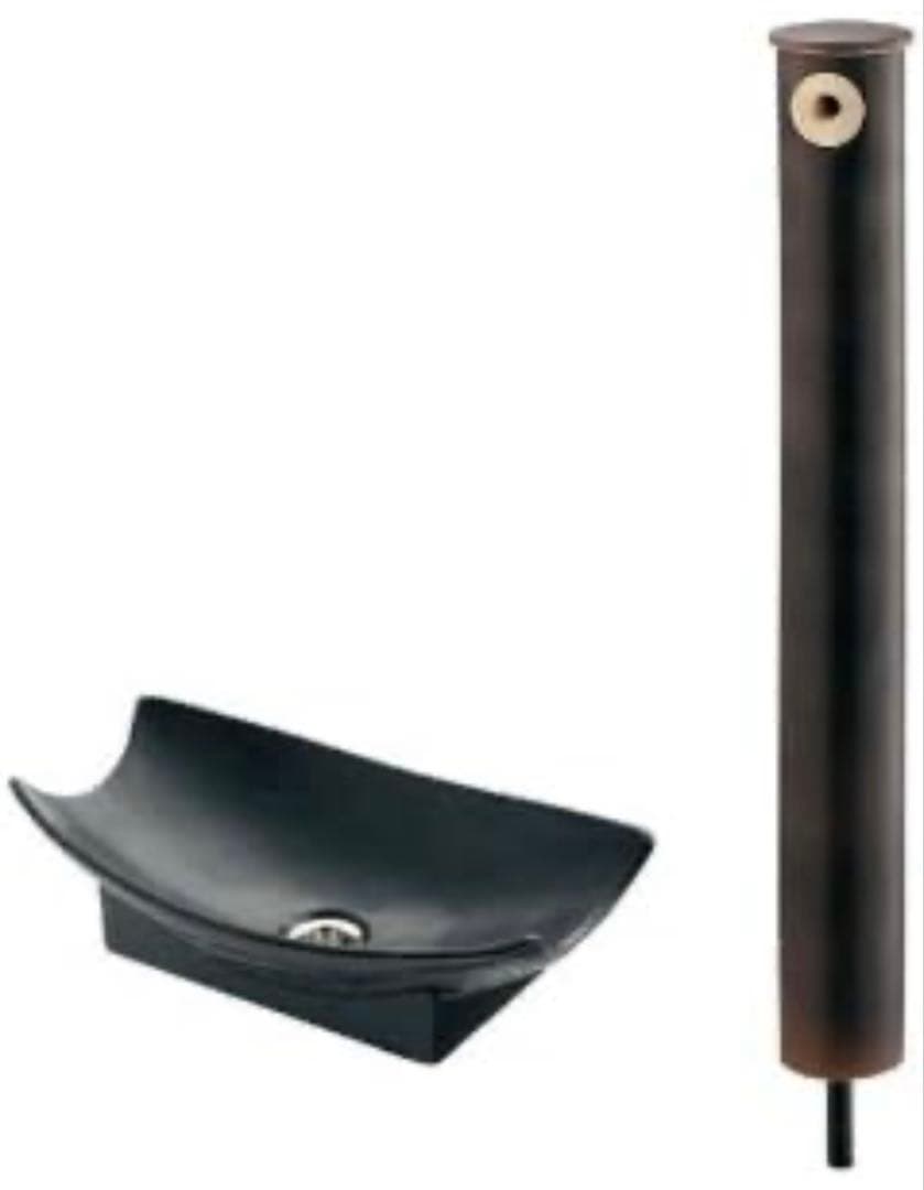 KAKUDAI/カクダイ 信楽焼陶器水栓柱+ 舟型手水鉢セット