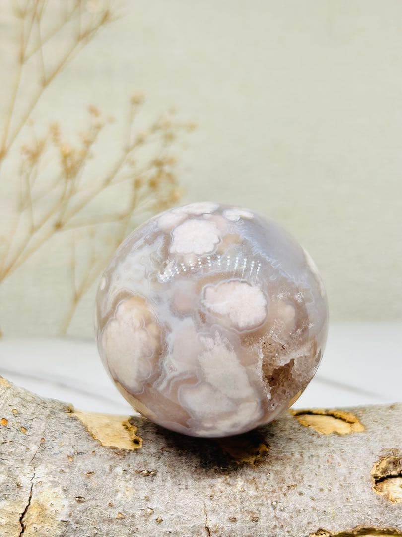 ☆癒し系天然石☆ 花満開　ピンクアメジストフラワースフィアΦ49.3mm