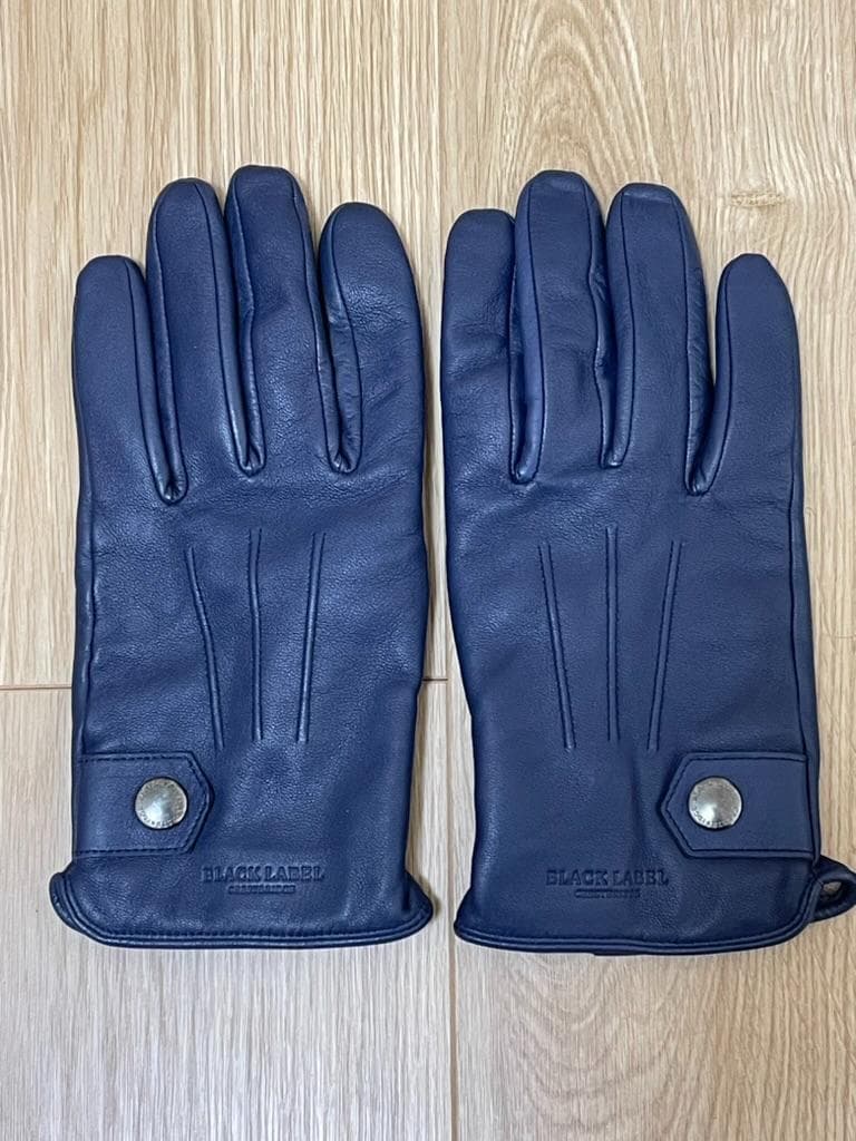 【美品】ブラックレーベルクレストブリッジ 羊革 手袋 カシミヤ混ネイビー25cm