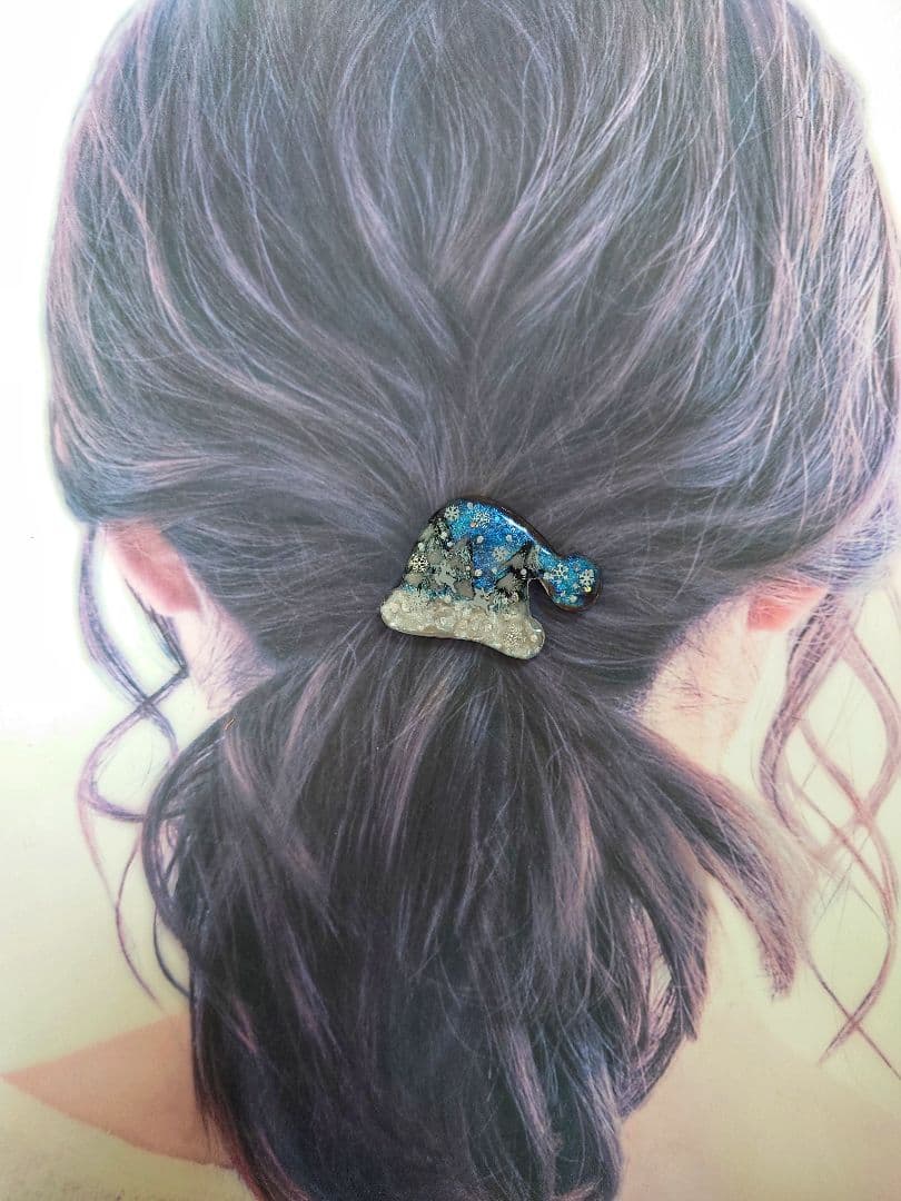 レジン　猫　 サンタ帽　ヘアゴム　ブローチ　ポニーフック　No.347