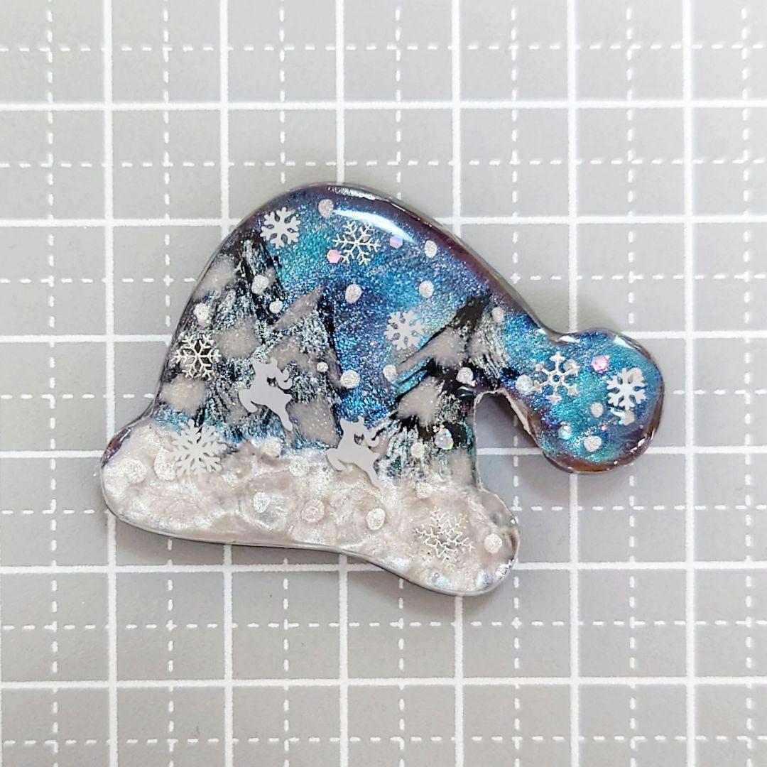 レジン　猫　 サンタ帽　ヘアゴム　ブローチ　ポニーフック　No.347