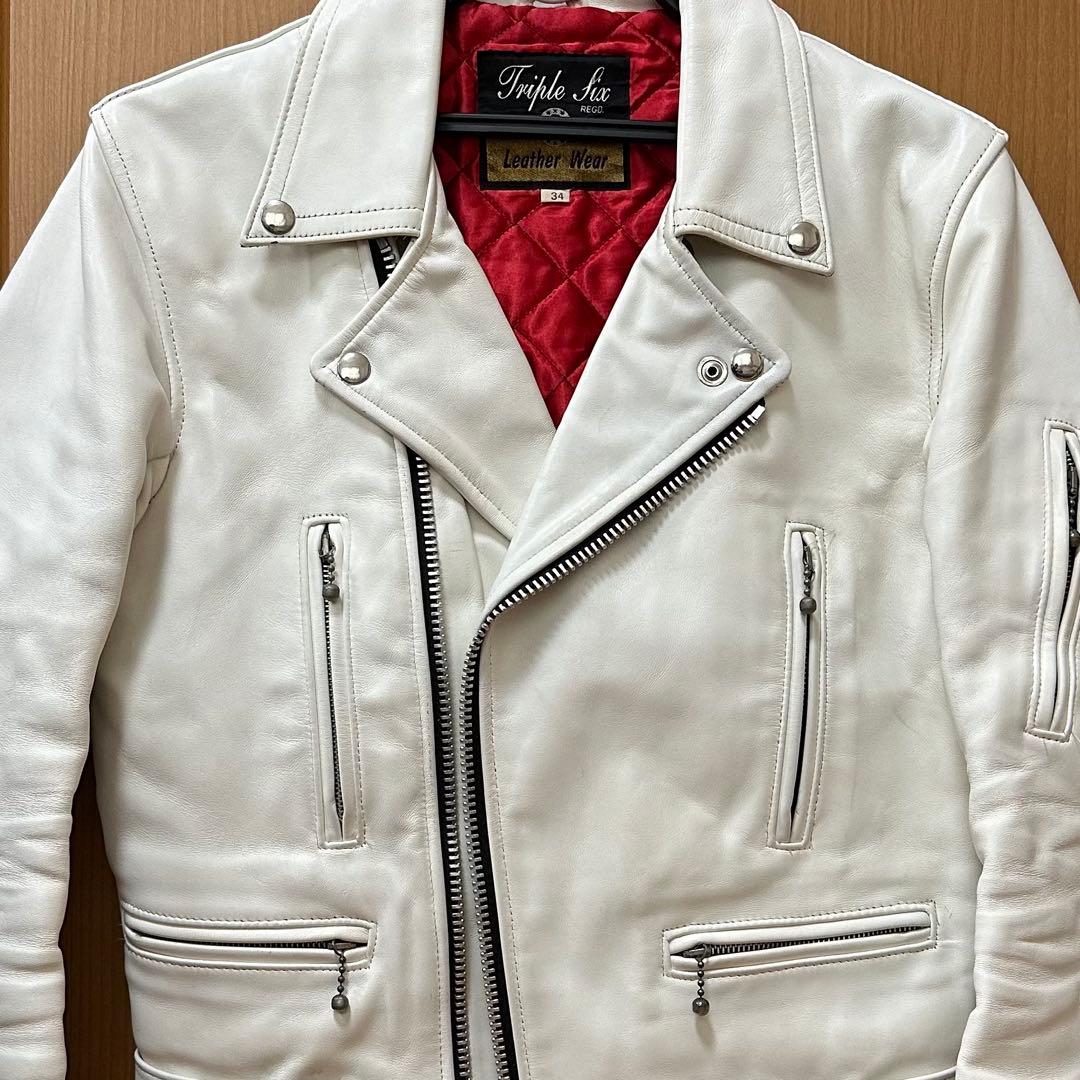 666 トリプルシックス　ライダースジャケット　レザー　34