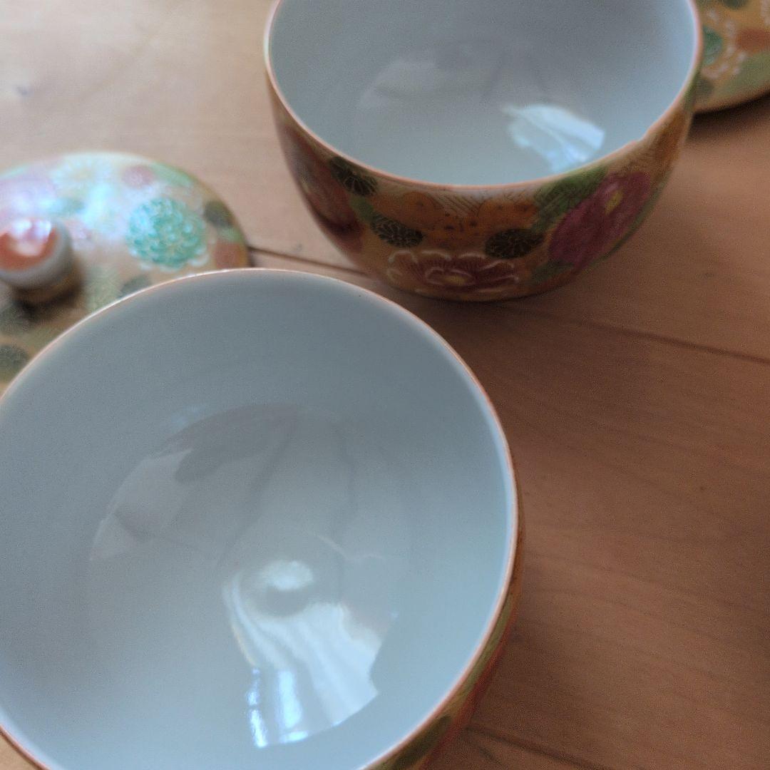 茶道具セット 花柄 陶器製 6点 九谷焼