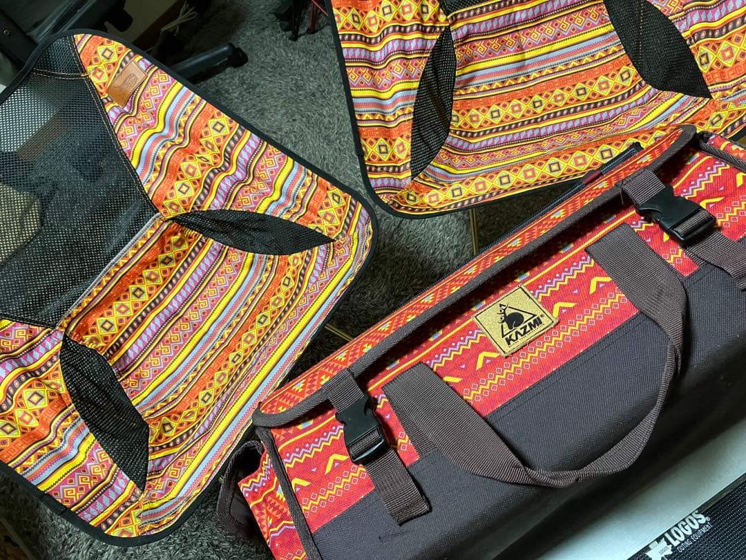 【激レア】ナバホ/オルテガ柄 アウトドアチェア2脚+マルチコンテナボックスセット