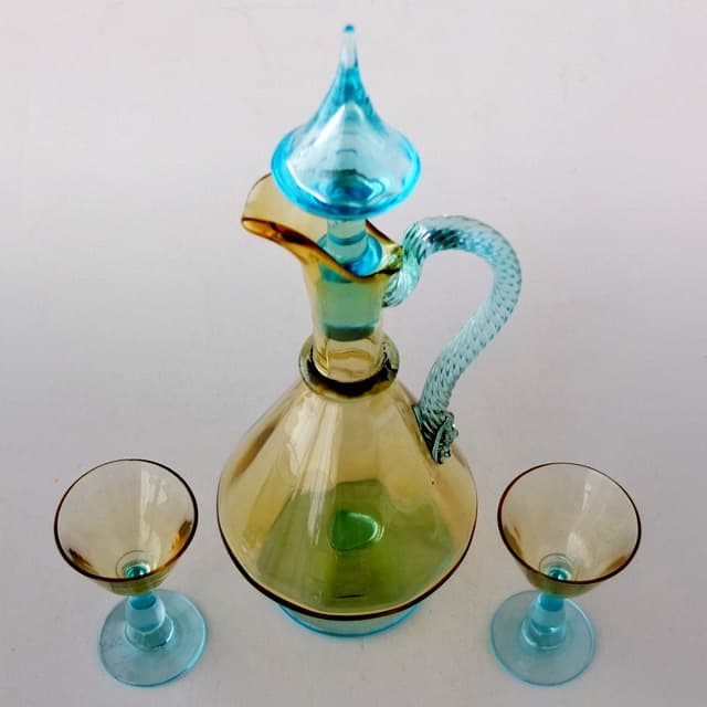 アンティーク フランス製 リキュール アペリティフ デキャンタ ペア