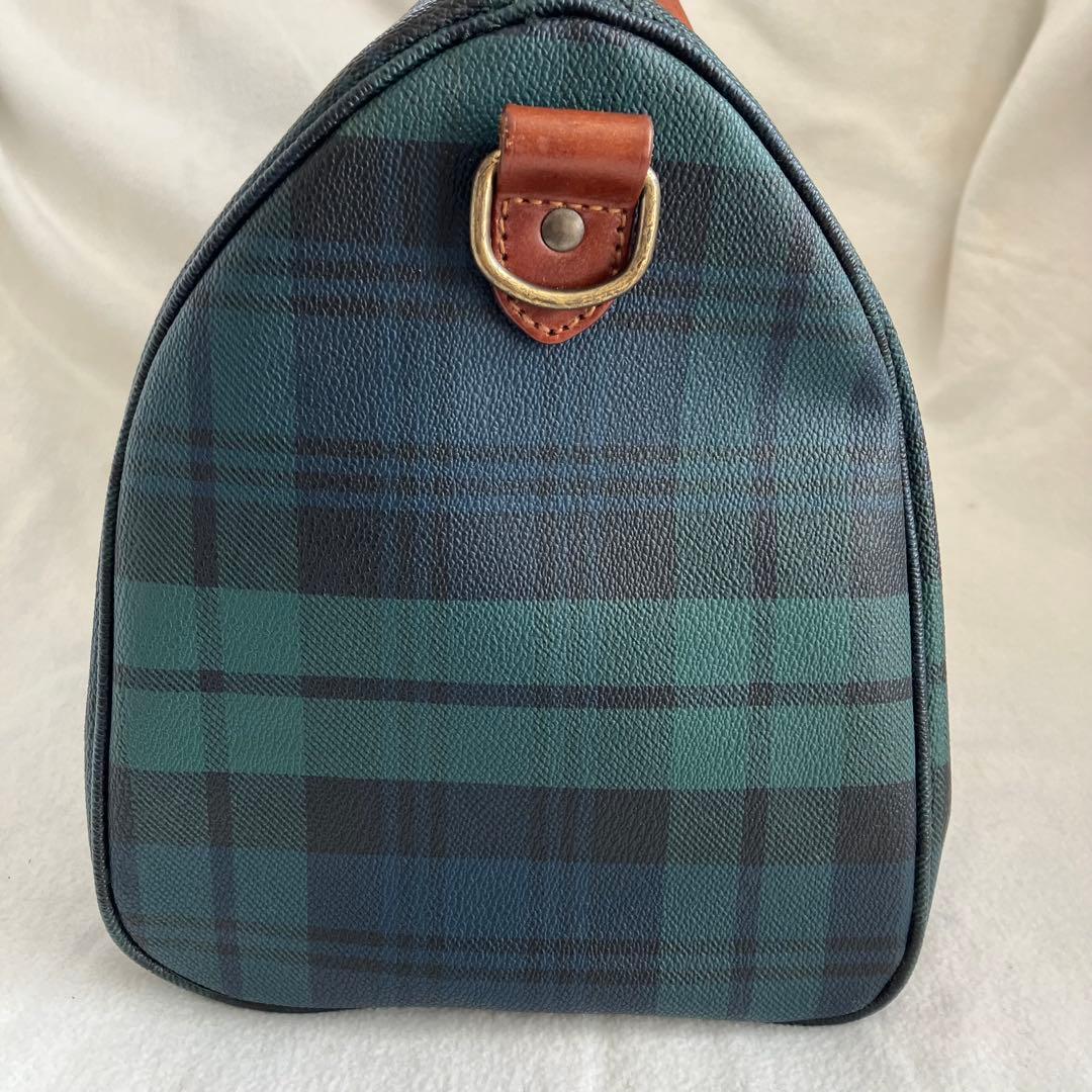 【美品】ポロラルフローレン　90sミニボストンバッグ　ブラックウォッチ　PVC