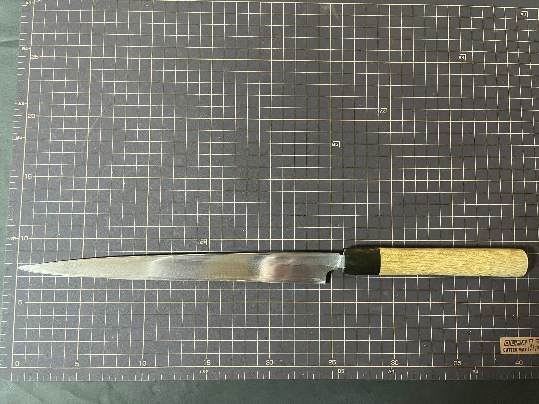 かね惣 柳刃包丁 鏡面 フグ引き 刃渡り24cm ８寸 水牛柄