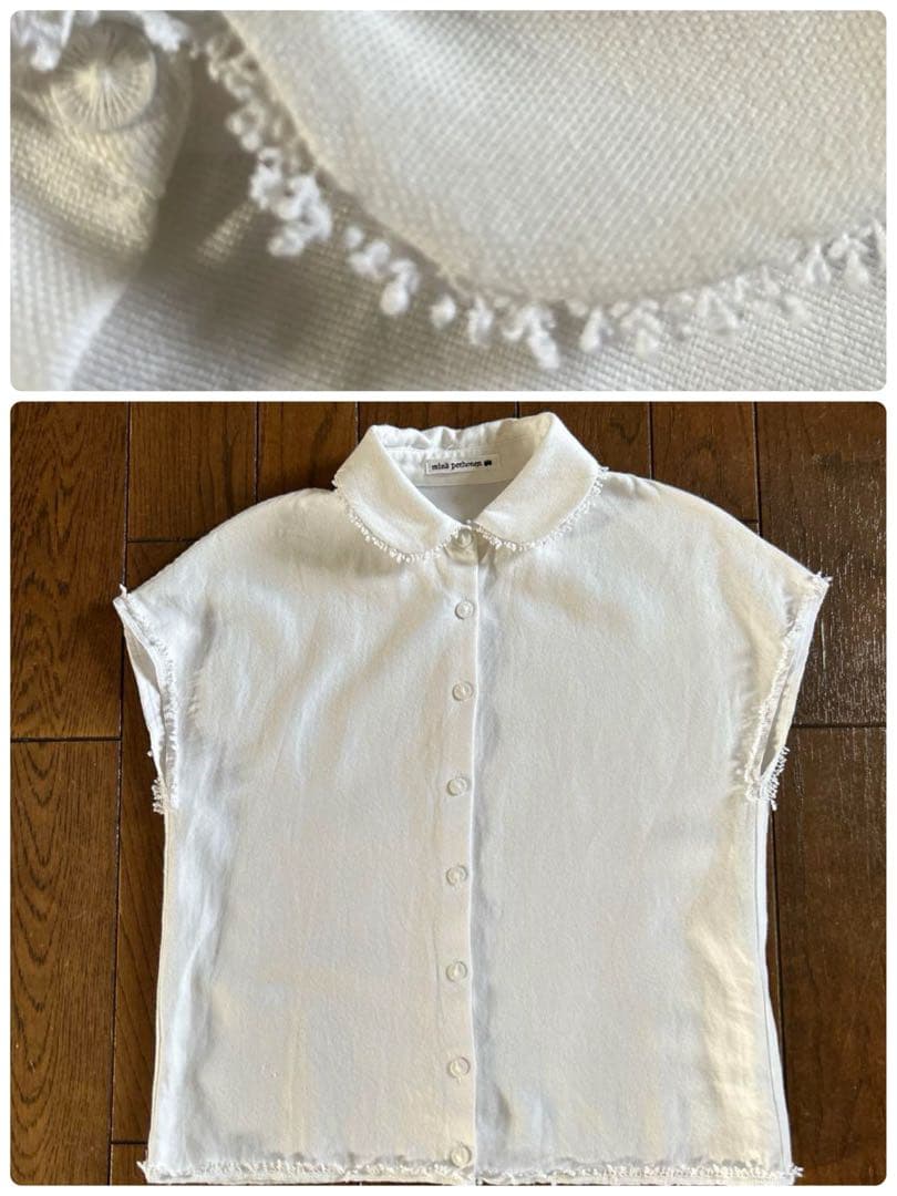 ミナペルホネン　丸襟ブラウス　フレンチスリーブブラウス　ミナペルホネンブラウス