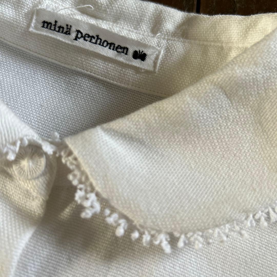 ミナペルホネン　丸襟ブラウス　フレンチスリーブブラウス　ミナペルホネンブラウス