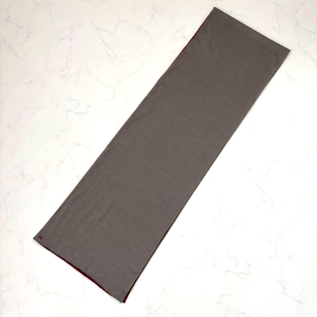 エルメス カシミヤ シルク マフラー ロゴ入り リバーシブル バイカラー