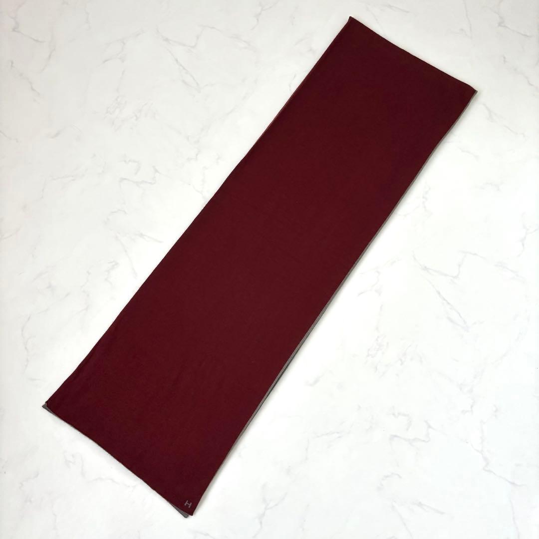エルメス カシミヤ シルク マフラー ロゴ入り リバーシブル バイカラー