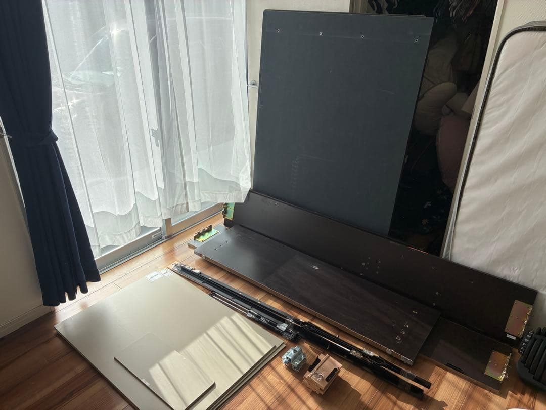 ニトリ　ダブルベッド　跳ね上げ式　ブラウン　マットレスなし