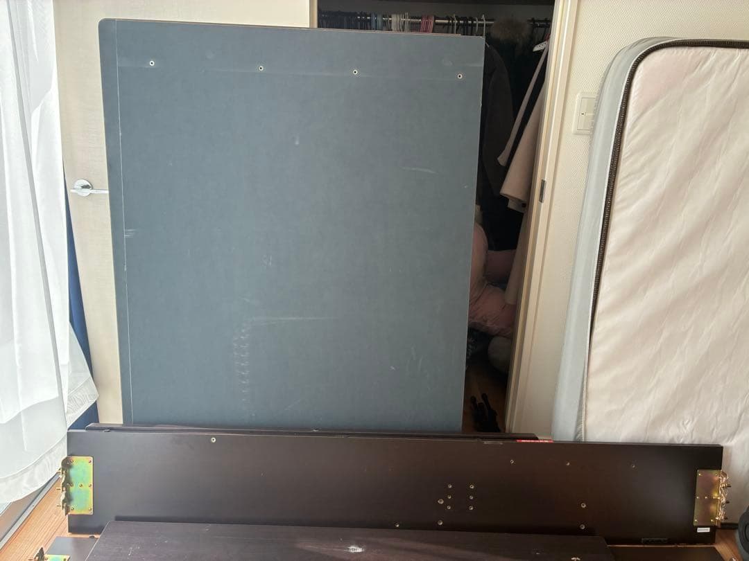 ニトリ　ダブルベッド　跳ね上げ式　ブラウン　マットレスなし