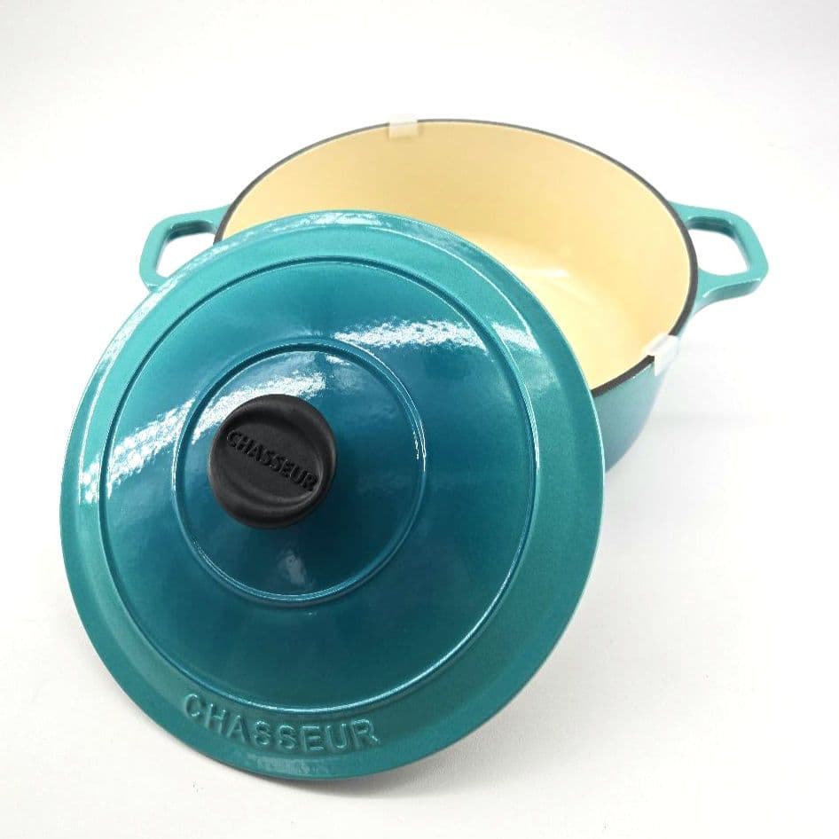 極美品　CHASSEUR　シャス－ル　 鋳鉄　ホーロ－両手鍋　ココット　22cm
