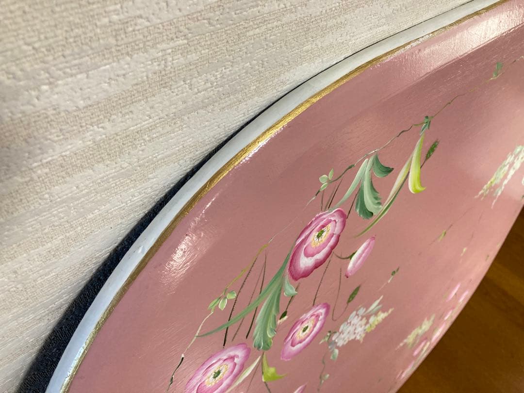 こたつ 天板 トールペイント 花柄 ピンク 緑 リメイク品 テーブル 机