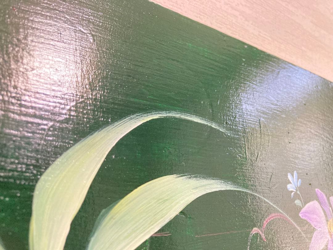 こたつ 天板 トールペイント 花柄 ピンク 緑 リメイク品 テーブル 机