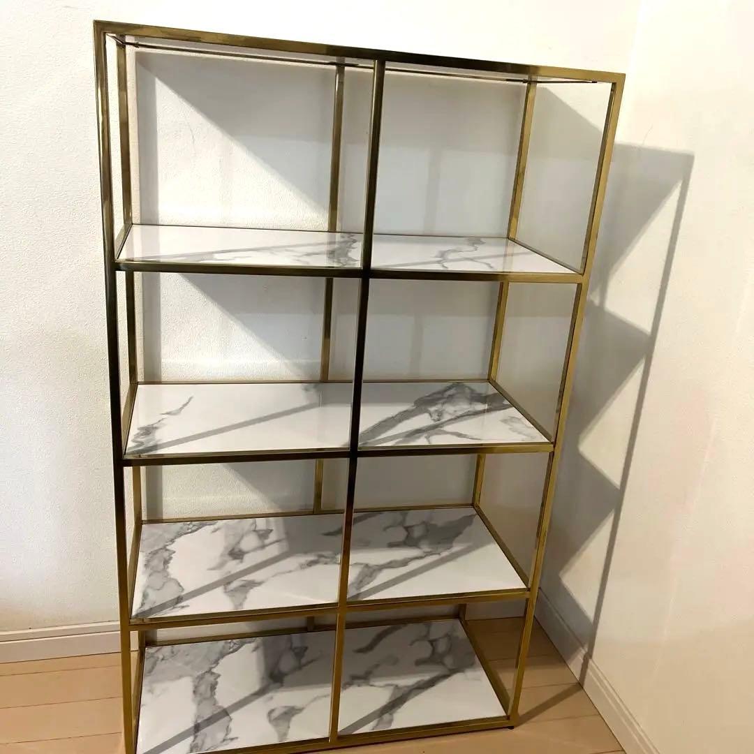 フランフラン　シェルフ　ゴールド　レーヌ　2L ラック　大理石柄